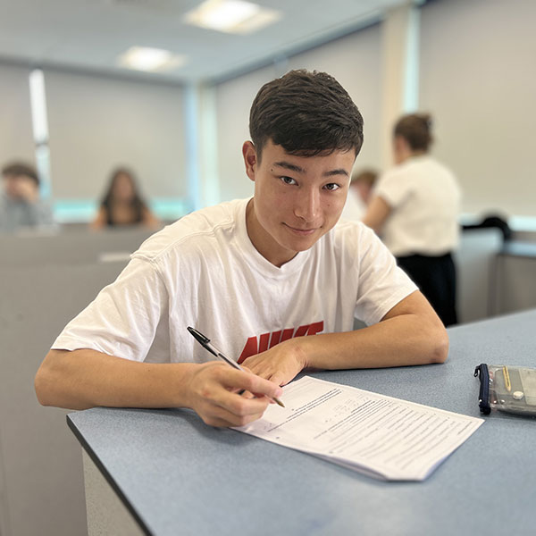 Teenage pupil in classroom