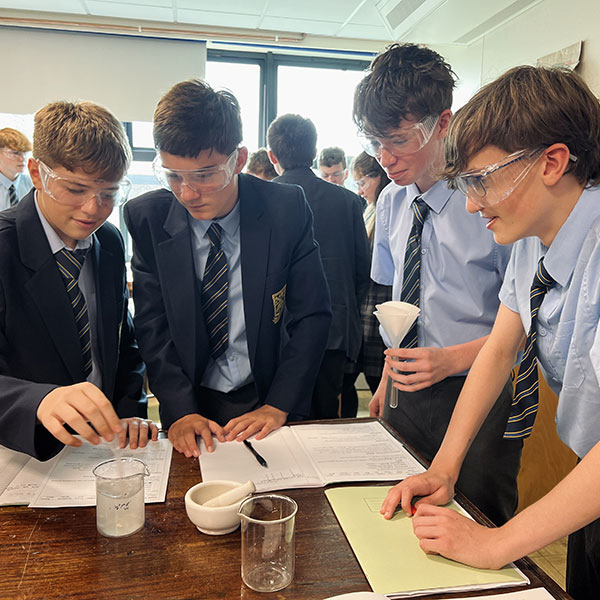 School kids in Science lesson